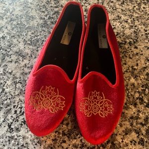 red velvet loafers approx size 6/6.5